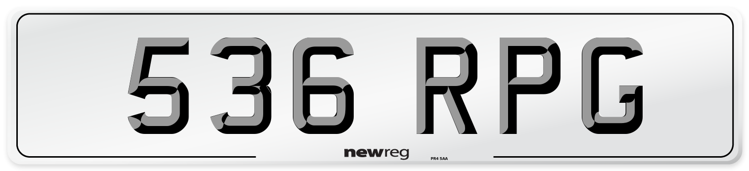 536 RPG Number Plate from New Reg